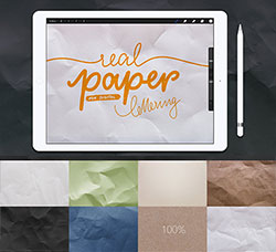 极品Procreate纹理图－52张高清逼真的纸张效果：52 Real Papers for Procreate